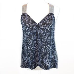 Converse size S blue, black & gray loose fit high-low sleeveless V-neck tank top
